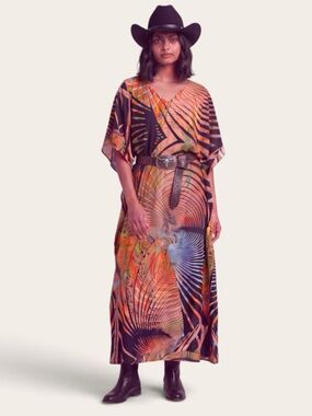 colorful psychedelic Abstract Print Maxi Kaftan boho resortwear maxi dress Fall